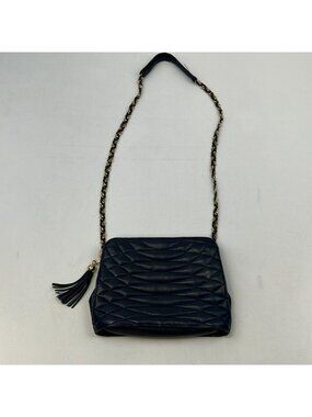 Giorgio Beverly Hills Womens Navy Gold Braided Strap Rectangle Crossbody Bag